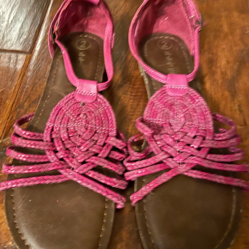 Girls Pink Flat Sandals. Size 2. Excellent condition